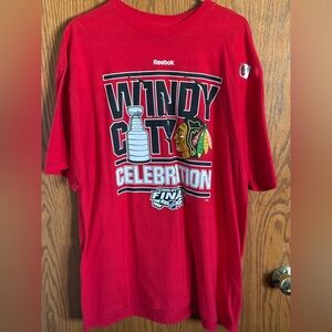 Reebok NHL Chicago Blackhawks Stanley Cup Champion 2015 Red T-Shirt Men's Sz 2XL